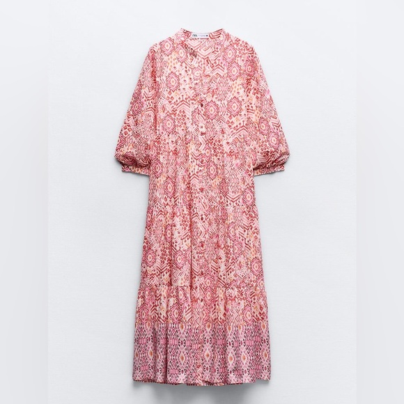 NEW ZARA PRINTED TIERED DRESS - Picture 1 of 9